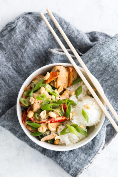 one pan thai peanut chicken satay